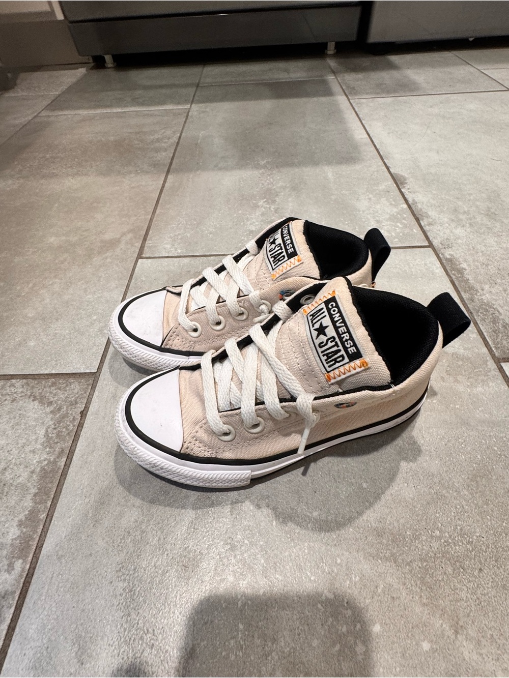 Converse Chuck Kids all star high Top Sneakers - Cream with Black Trim boys 11